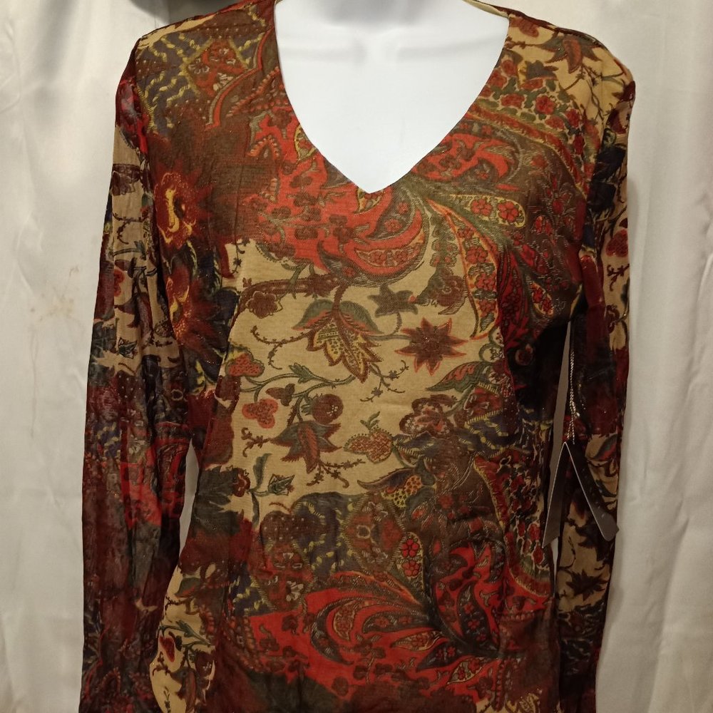 Tesori.Vintage Style along sleeve top